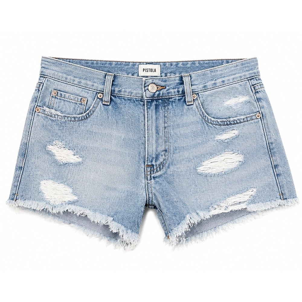 Anthropologie Pistola Denim Shorts 29 Light Wash High Rise Cutoff Frayed Hem
